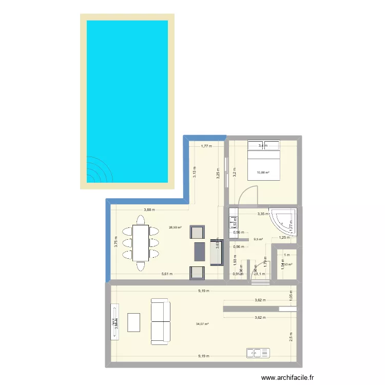 Papa Mam. Plan de 5  et 83 m²