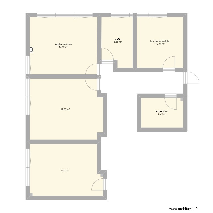 Plan OO. Plan de 6 pièces et 77 m2