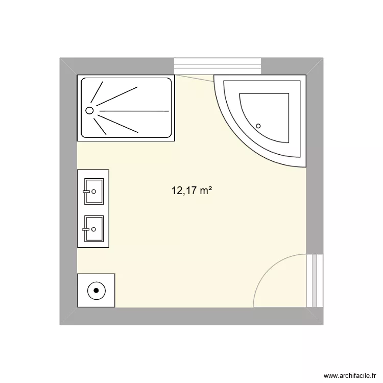 SALLE DE BAIN GOUY. Plan de 1  et 12 m²