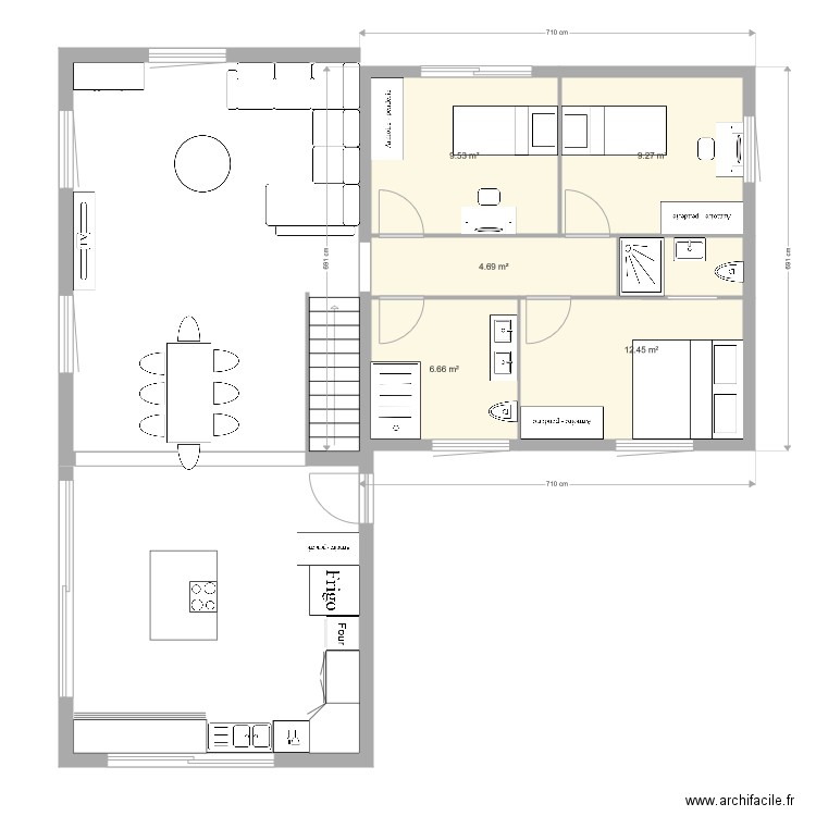 plan maison extension 3 chambres. Plan de 0 pièce et 0 m2