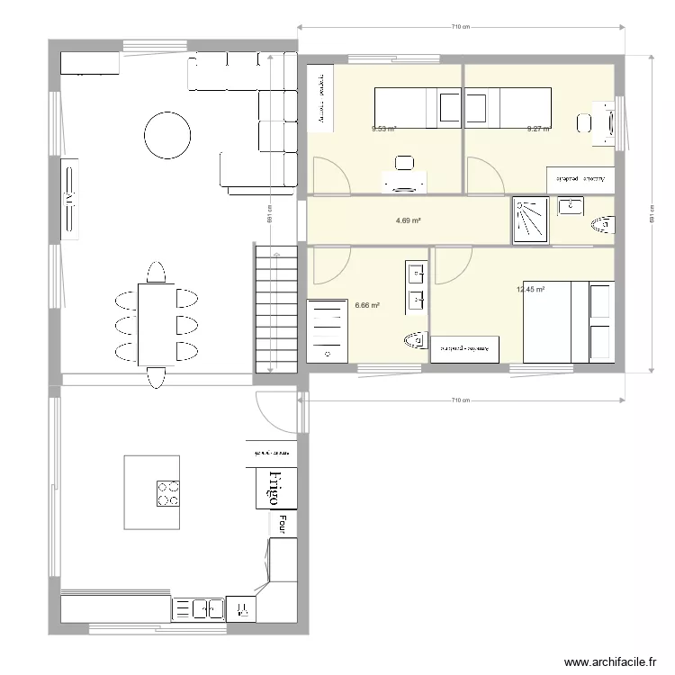 plan maison extension 3 chambres. Plan de 