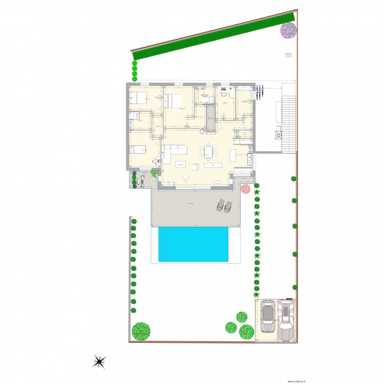 Maison piscine terrasses. Plan de 0 pièce et 0 m2