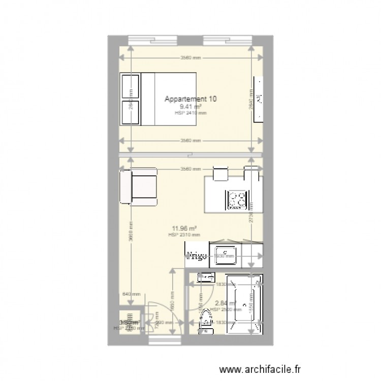 Appartement 10 mm. Plan de 0 pièce et 0 m2
