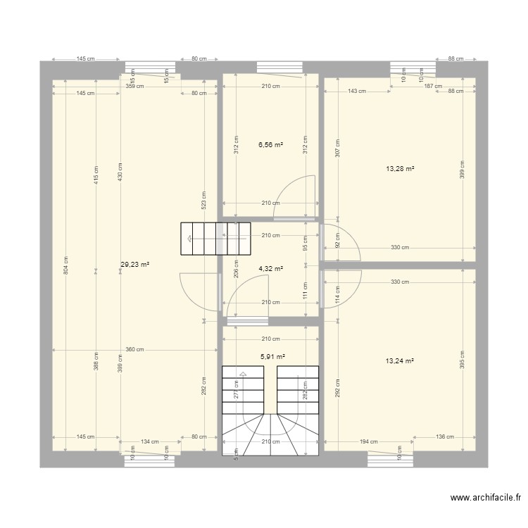 3eme . Plan de 6 pièces et 73 m2