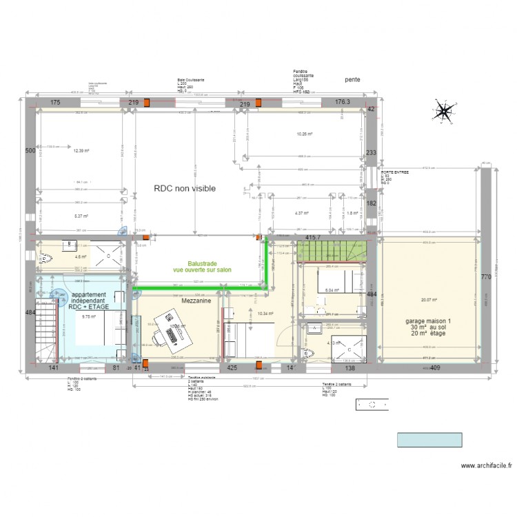 Philippe 2 Ecurie etage version appart  et mezzanine. Plan de 0 pièce et 0 m2