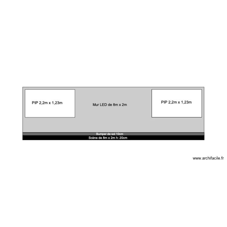 Mur LED Coty. Plan de 