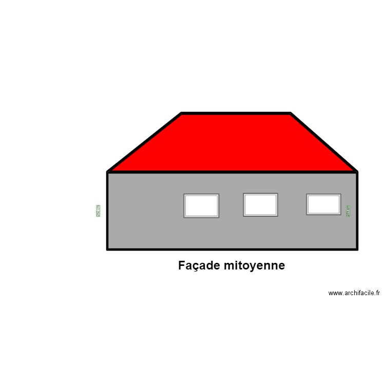 PLAN DES  FACADES ( mitoyenne 2). Plan de 2 pièces et 37 m2