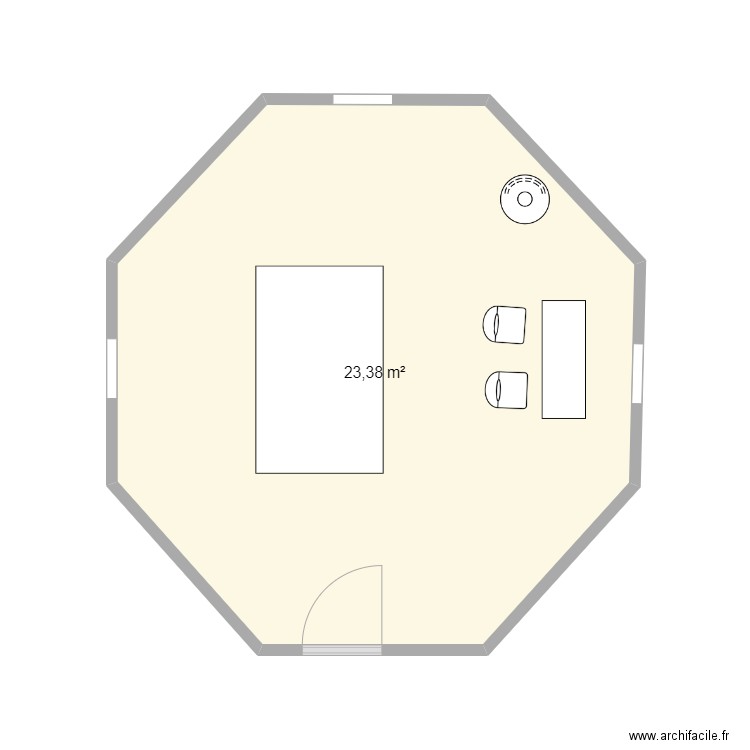 Salle de billard. Plan de 1 pièce et 23 m2