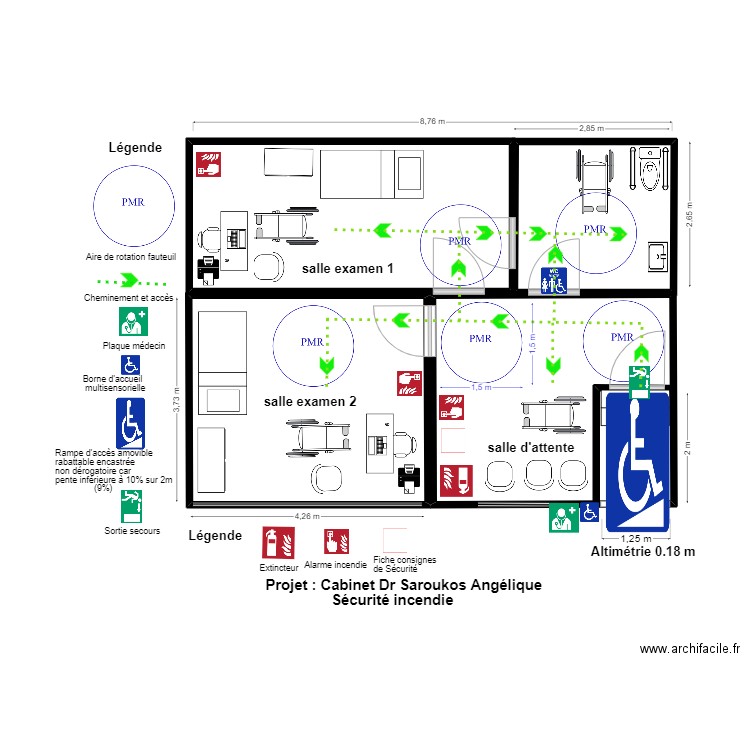 plan incendie. Plan de 4 pièces et 55 m2