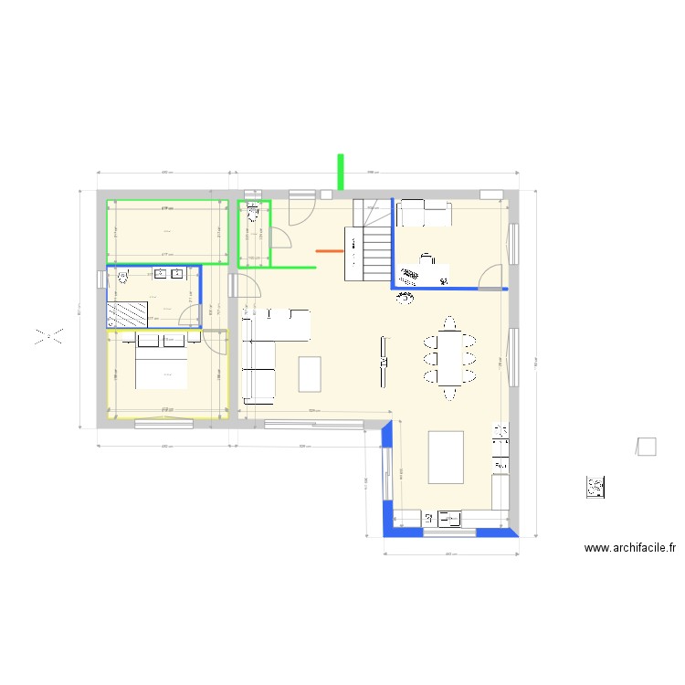 plan RDC nouvel config V2. Plan de 6 pièces et 148 m2