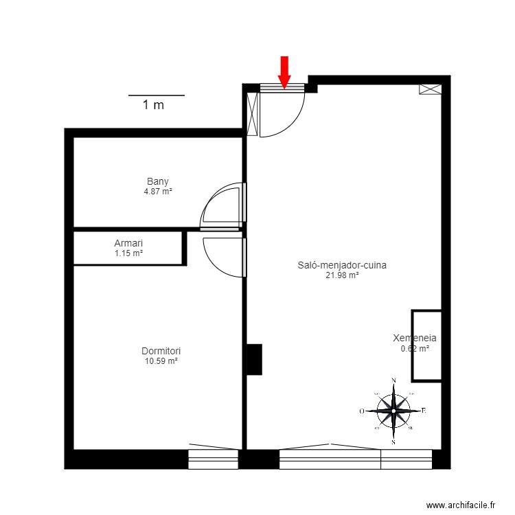 ED. RESIDENCIAL MAS. BLOC A. PIS2, PORTA 202. ARINSAL. Plan de 7 pièces et 65 m2