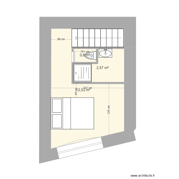 Château bis. Plan de 4 pièces et 31 m2