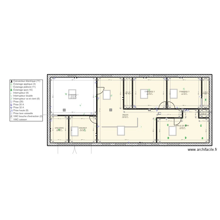 DEBOURBES. Plan de 16 pièces et 224 m2