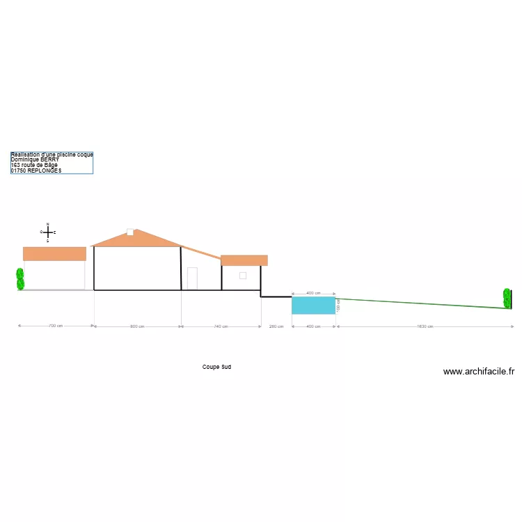 Plan de coupe piscine. Plan de 