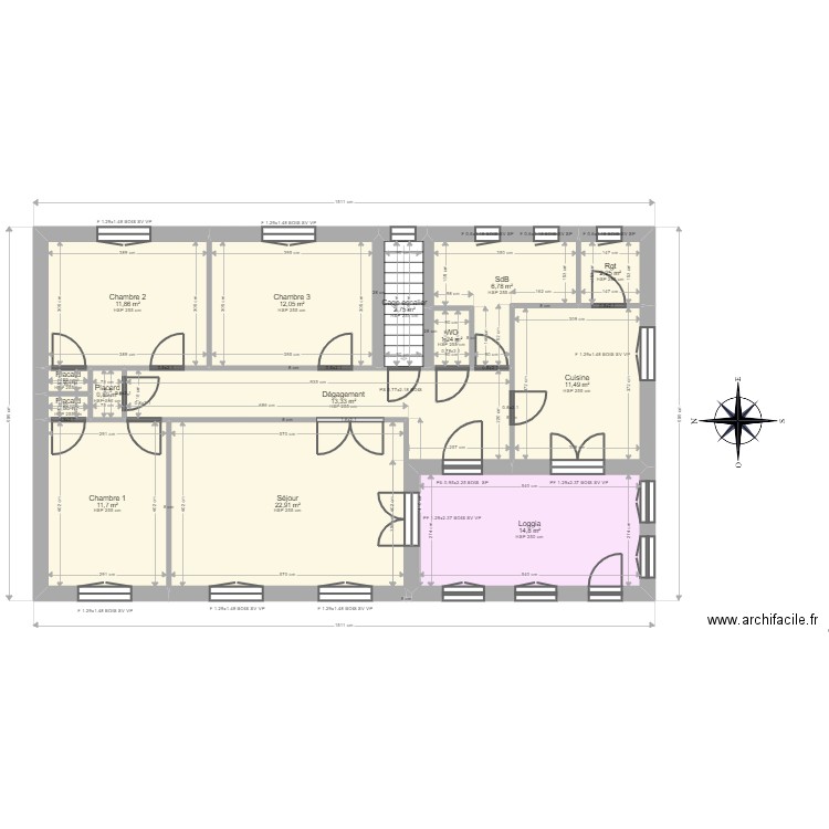 ML23016300. Plan de 14 pièces et 113 m2