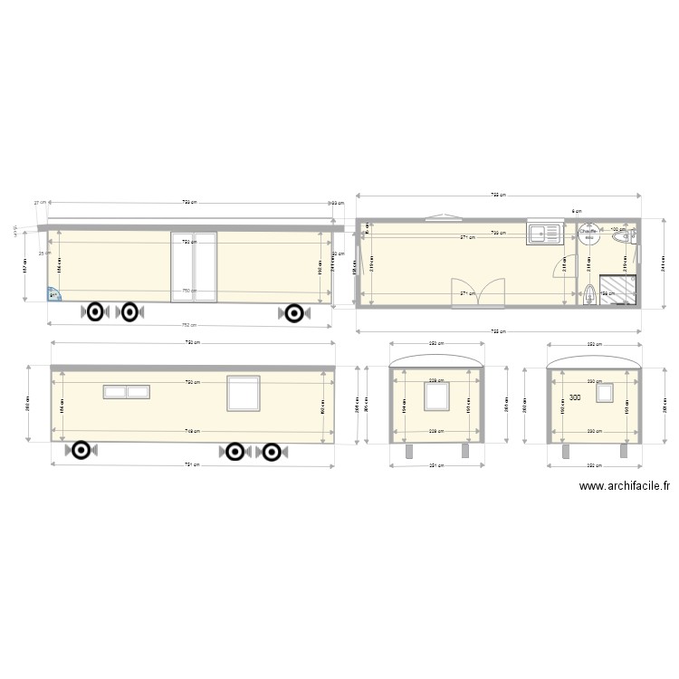 roulotte porte double lot guiller. Plan de 5 pièces et 53 m2