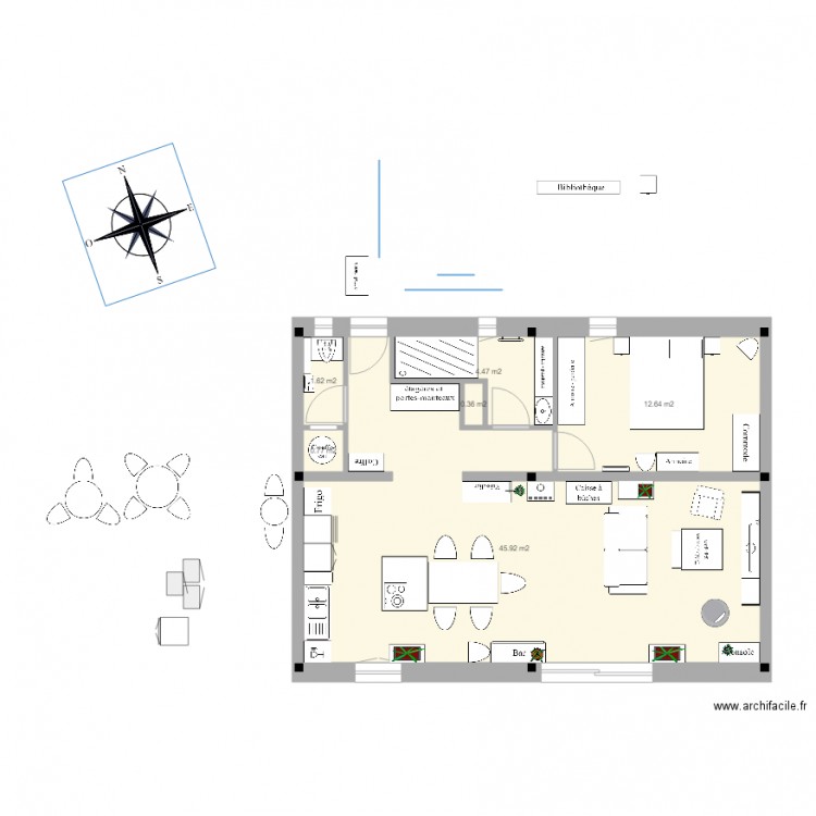 PG appart plain pied aaaaaccès latéral 2. Plan de 6 pièces et 66 m2