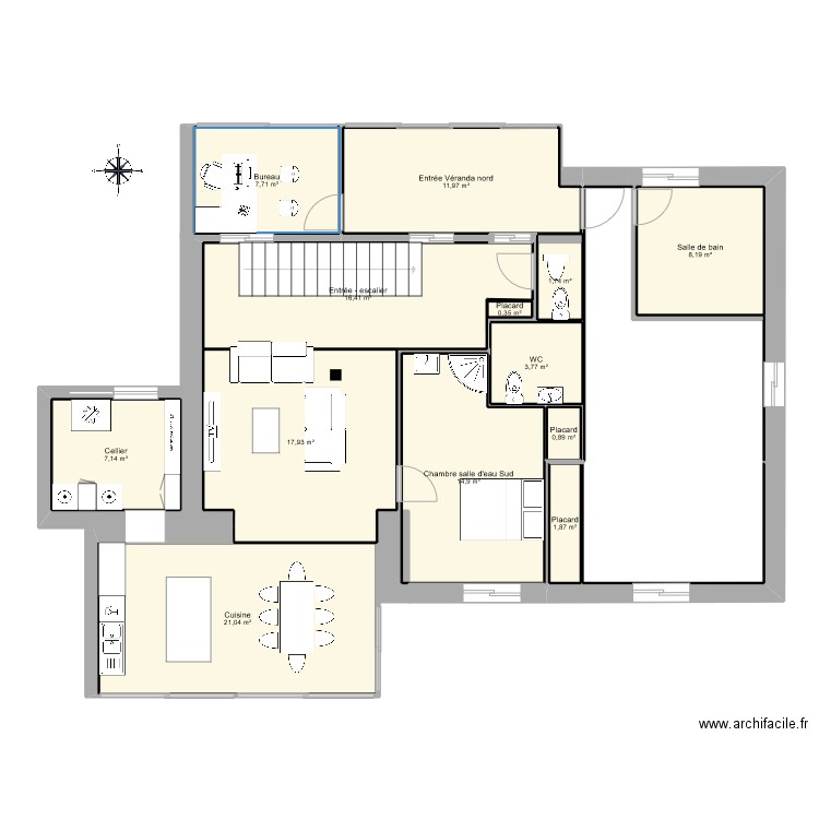 RDC MAISON. Plan de 17 pièces et 126 m2