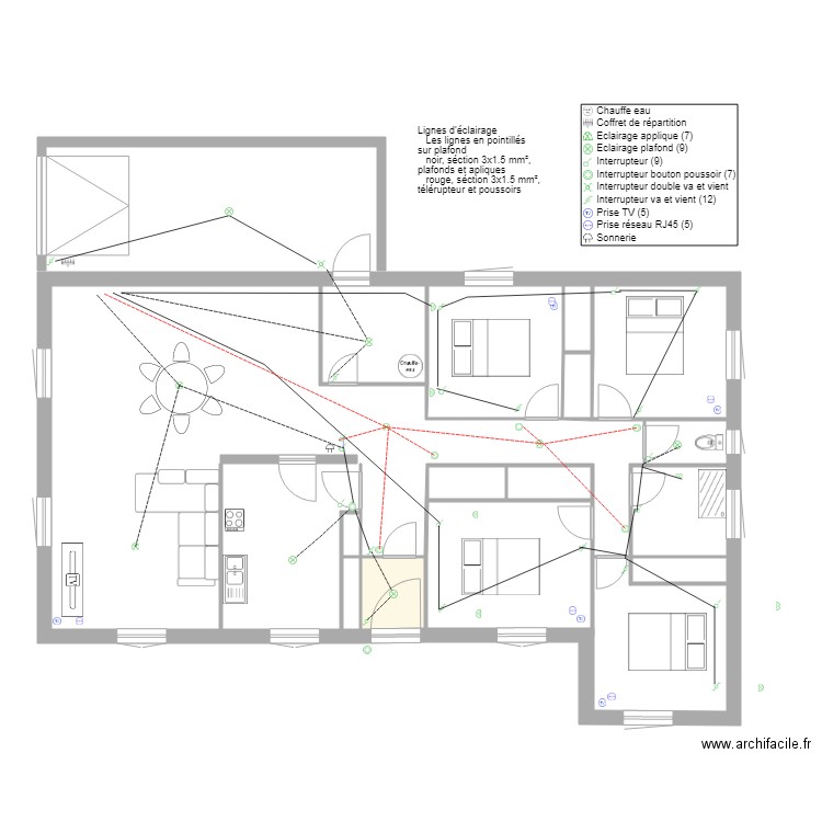 Maison plein pied Mario Eclairage. Plan de 0 pièce et 0 m2