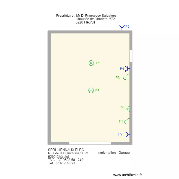 Charleroi Garage. Plan de 