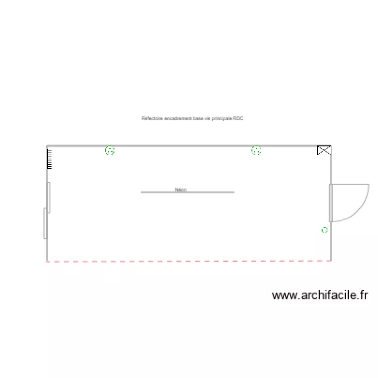 refectoire encadrement entr&eacute;e base vie principale RDC. Plan de 