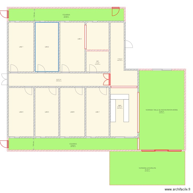 PROJET COZINE. Plan de 16 pièces et 350 m2