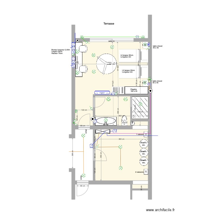 Chambre G arrière 1er Etage dimensions du 05 03 20. Plan de 0 pièce et 0 m2