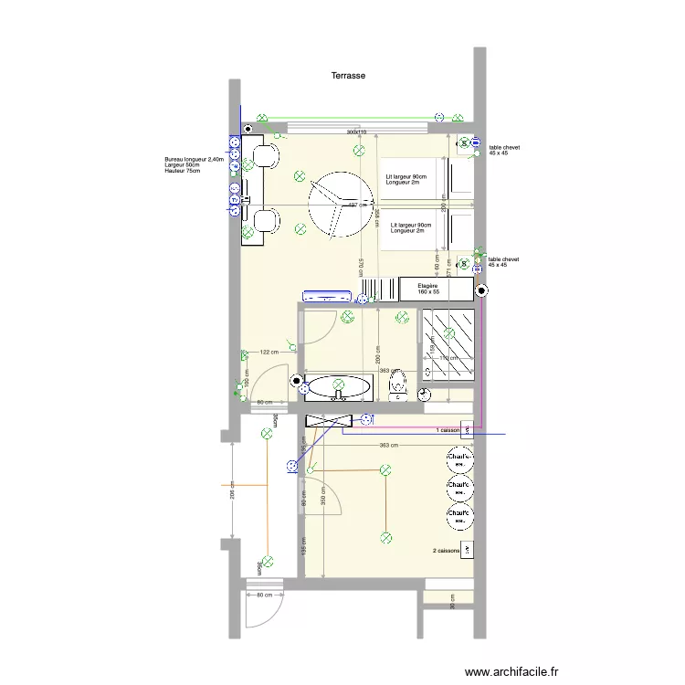 Chambre G arri&egrave;re 1er Etage dimensions du 05 03 20. Plan de 