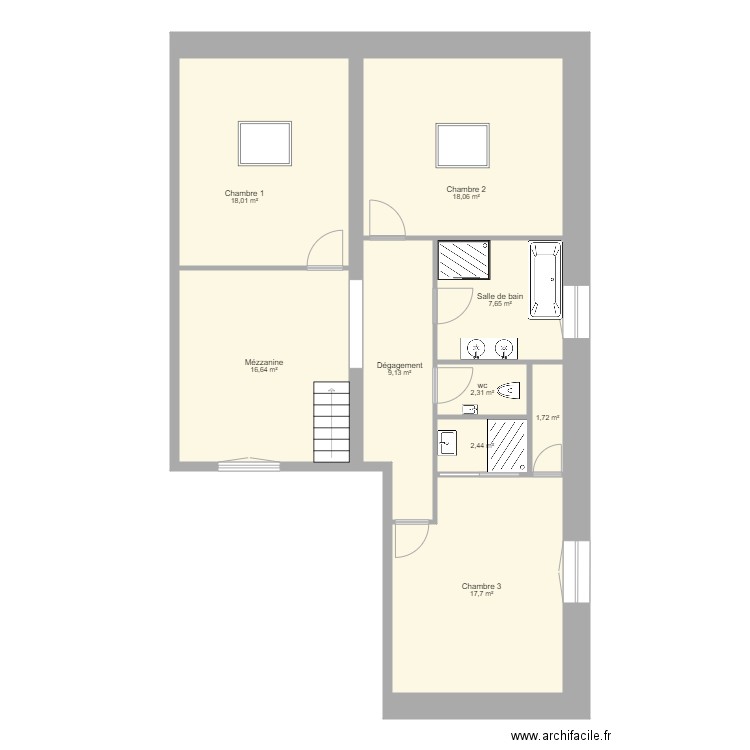 plan étage appartement ferme. Plan de 0 pièce et 0 m2