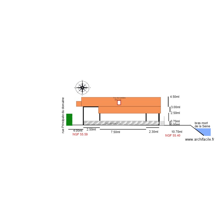 plan en coupe  chalet 90   relance. Plan de 2 pièces et 42 m2