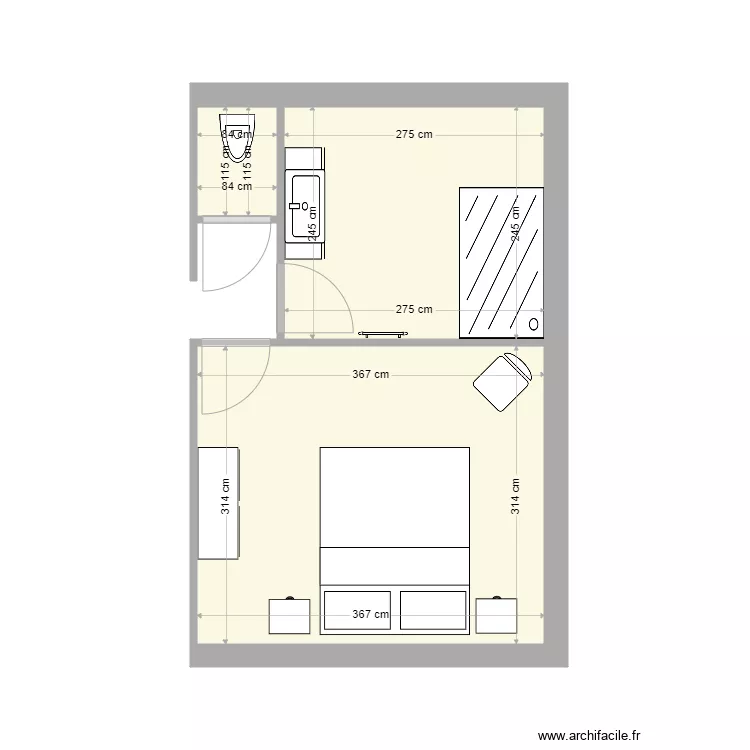 &Eacute;TAGE chambre/sdb2 bis. Plan de 