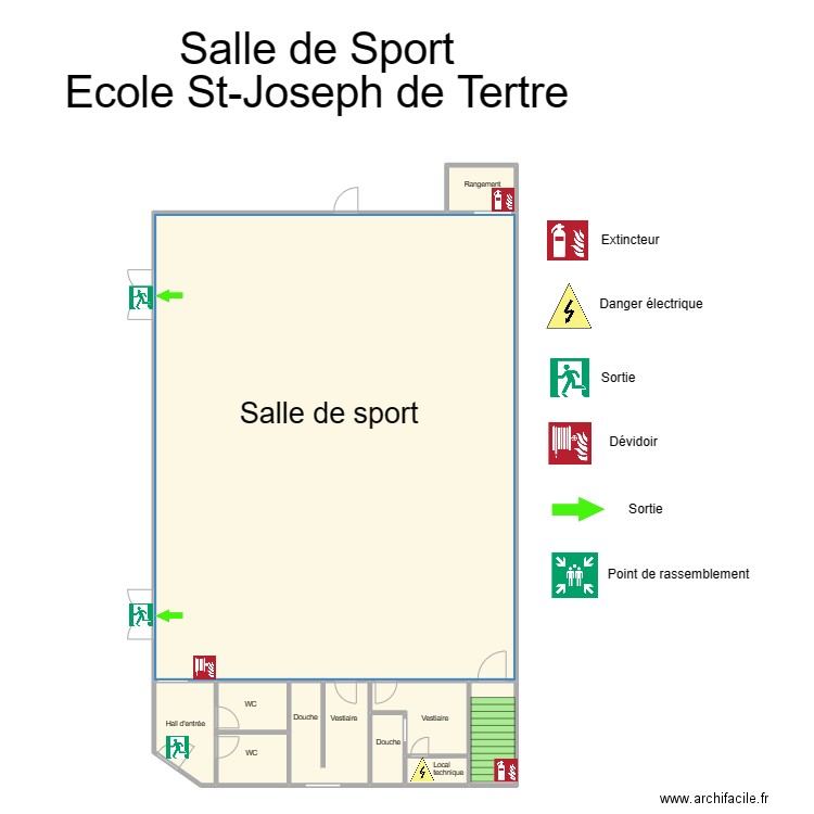 Salle de sport St-Joseph Tertre. Plan de 9 pièces et 239 m2