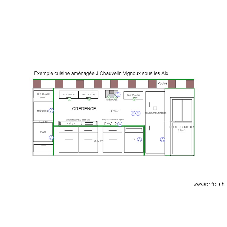 Cuisine aménagée. Plan de 0 pièce et 0 m2