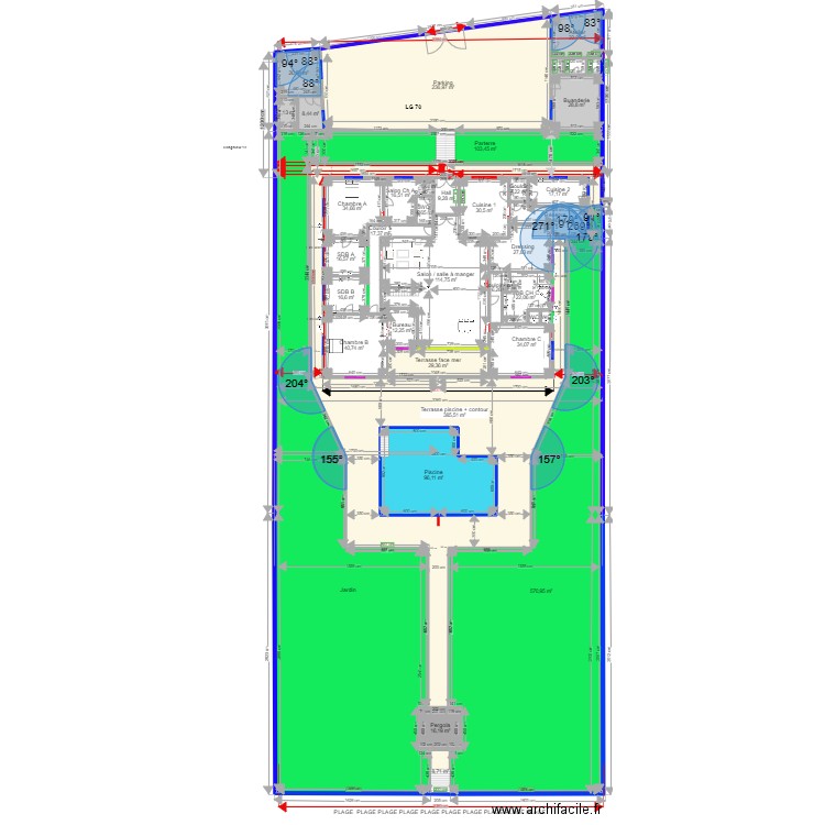 A LG 70 b. Plan de 77 pièces et 5398 m2