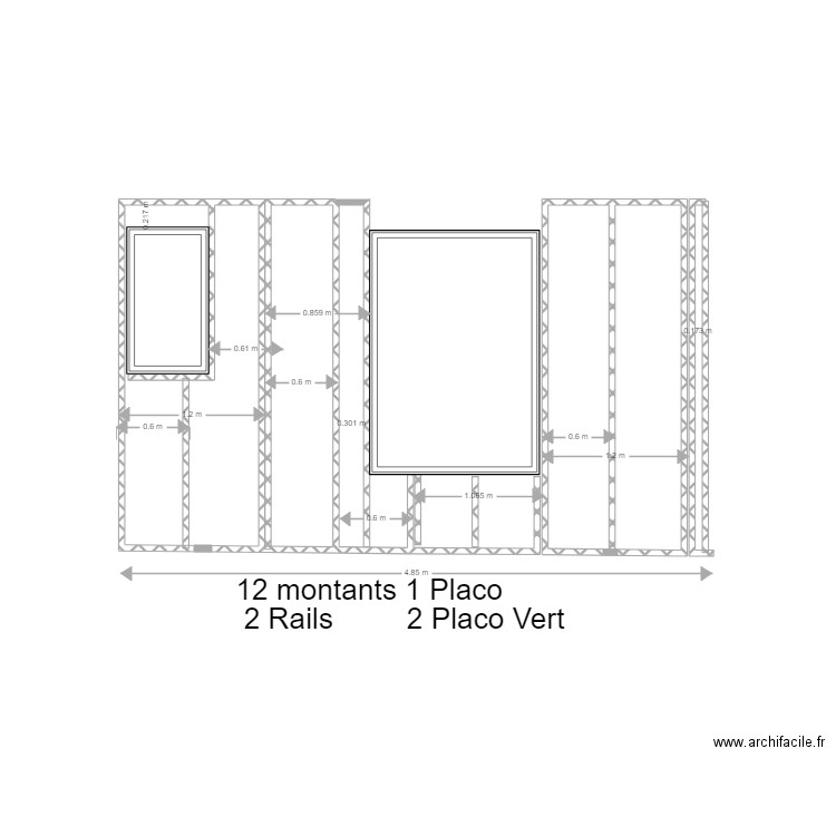 Cuisine séjour. Plan de 2 pièces et 6 m2