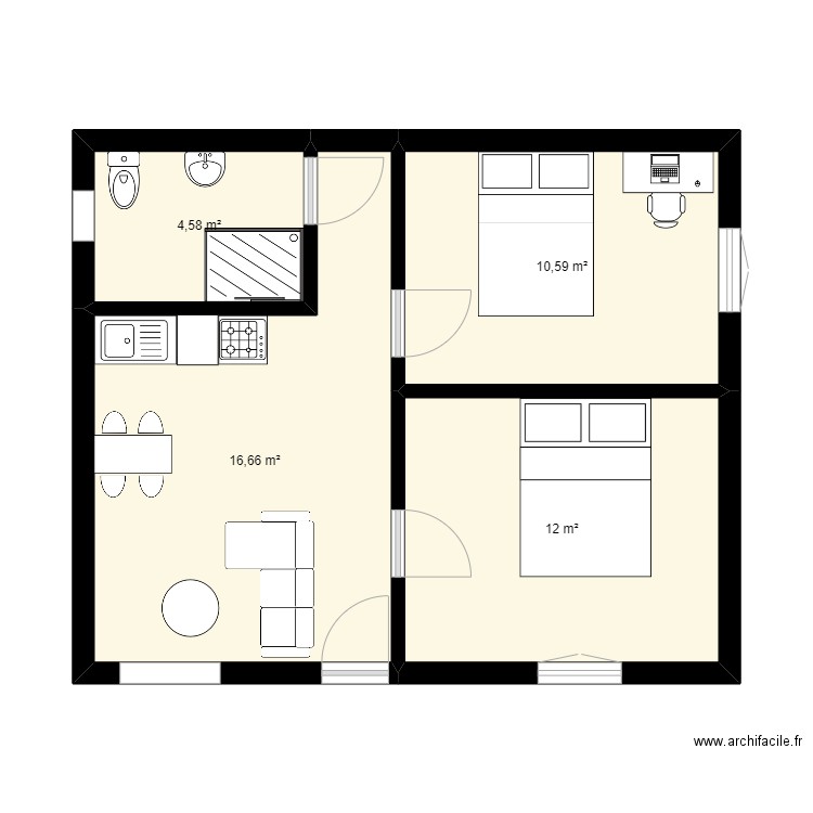 PLAN MAISON 45M2. Plan de 0 pièce et 0 m2