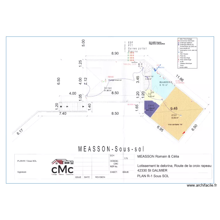 Sous sol St Galmier. Plan de 