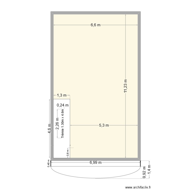 Plancher. Plan de 1 pièce et 74 m2