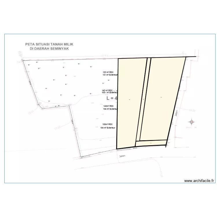 terrain seminyak. Plan de 