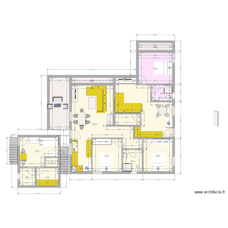 extension haut et bas 3 app. Plan de 0 pièce et 0 m2