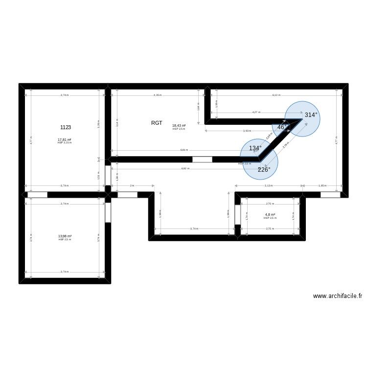 BAT SEVELNORD. Plan de 5 pièces et 91 m2