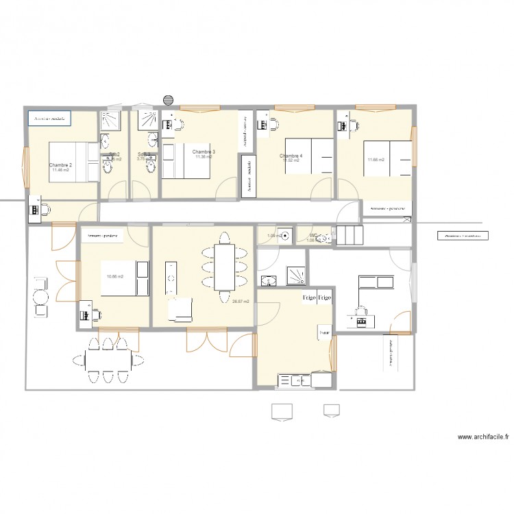 Maison Baduel v8. Plan de 10 pièces et 93 m2