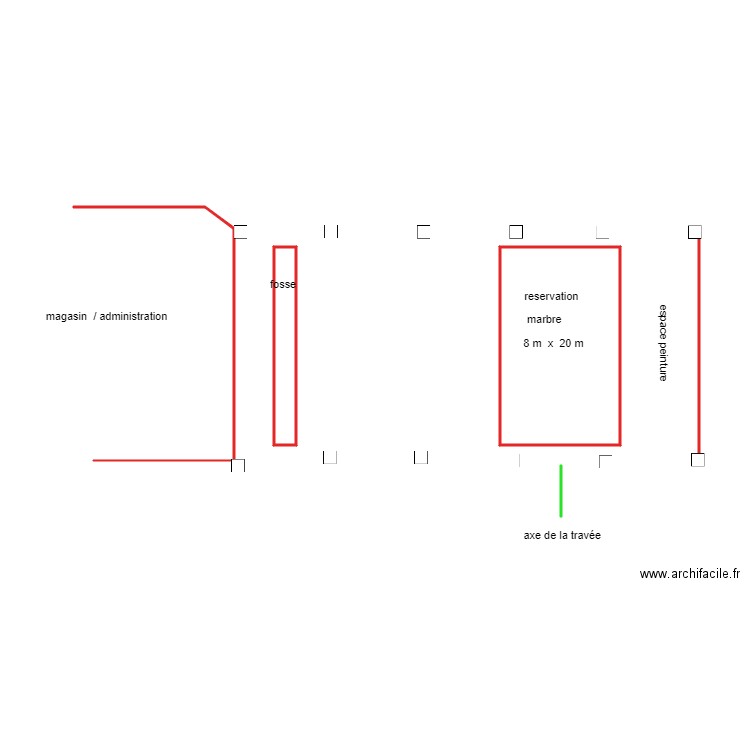 croquis atelier pont roulant. Plan de 2 pièces et 13 m2