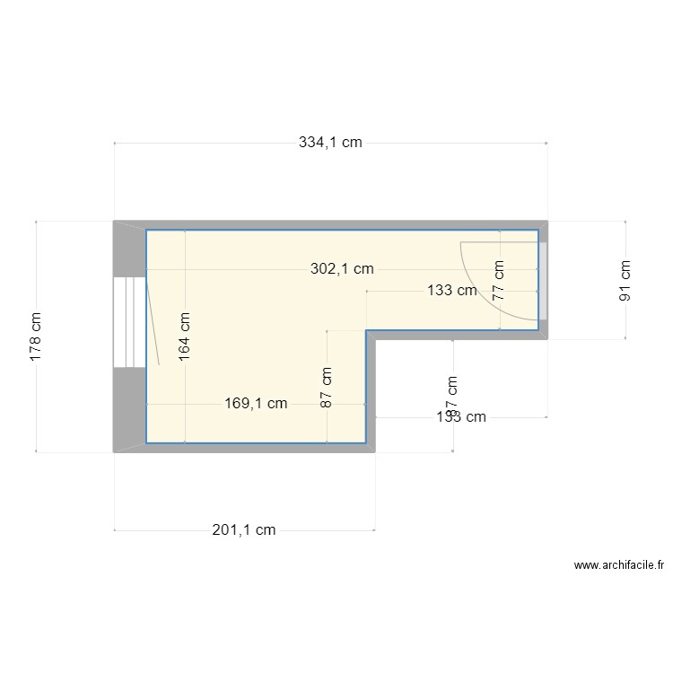 SdB VILLERS 3. Plan de 1 pièce et 4 m2