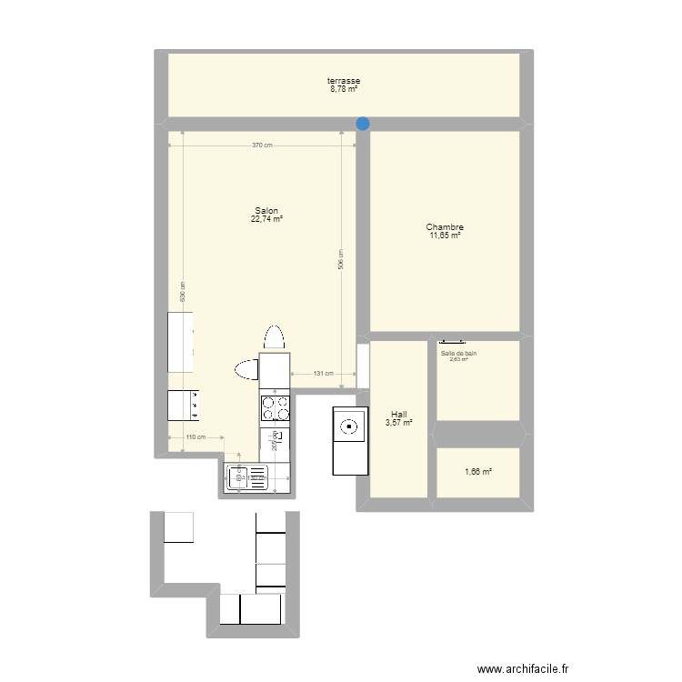 Appartement cuisine module. Plan de 6 pièces et 51 m2