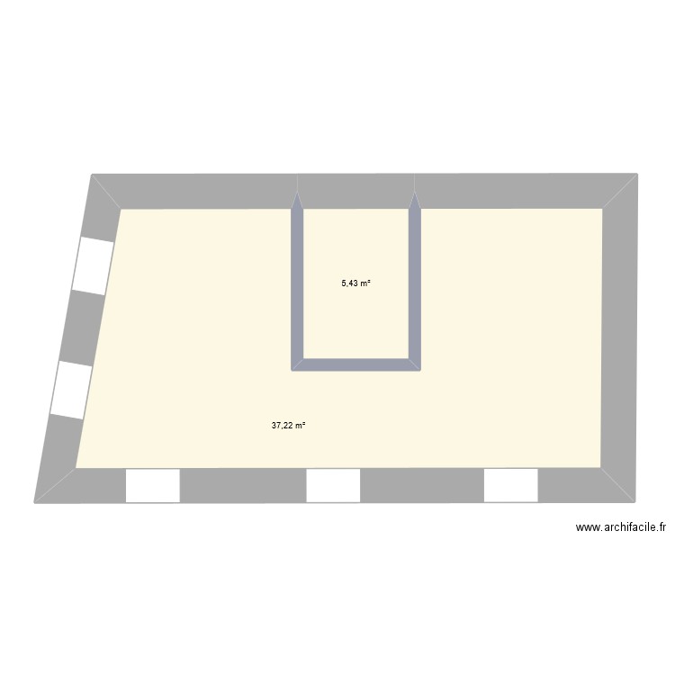 Etage 1. Plan de 2 pièces et 43 m2