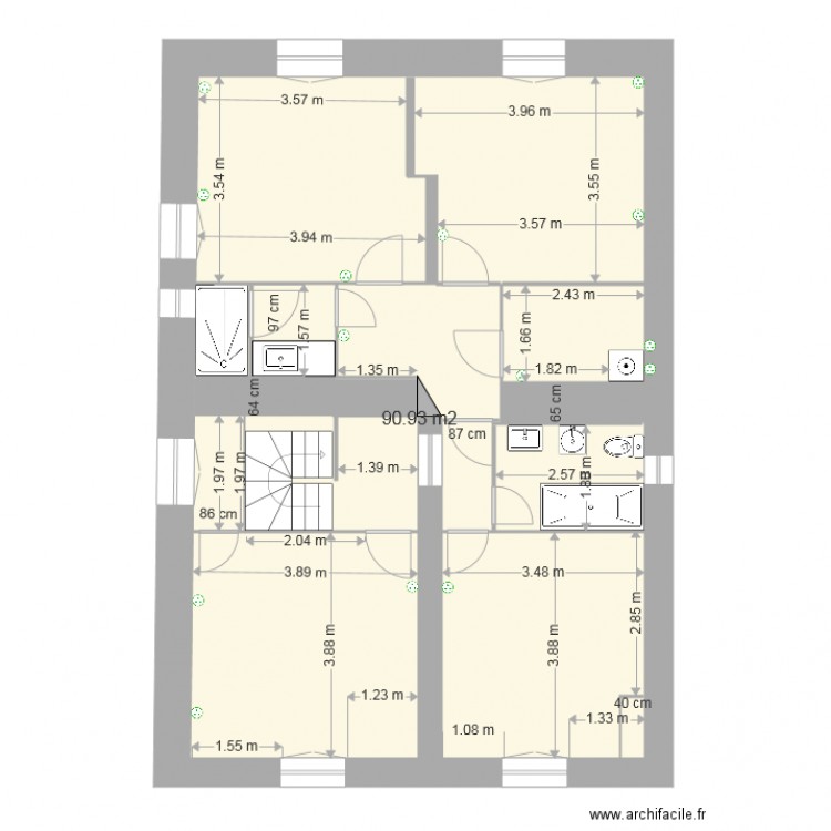 1er étage buanderie prises modif douche. Plan de 0 pièce et 0 m2