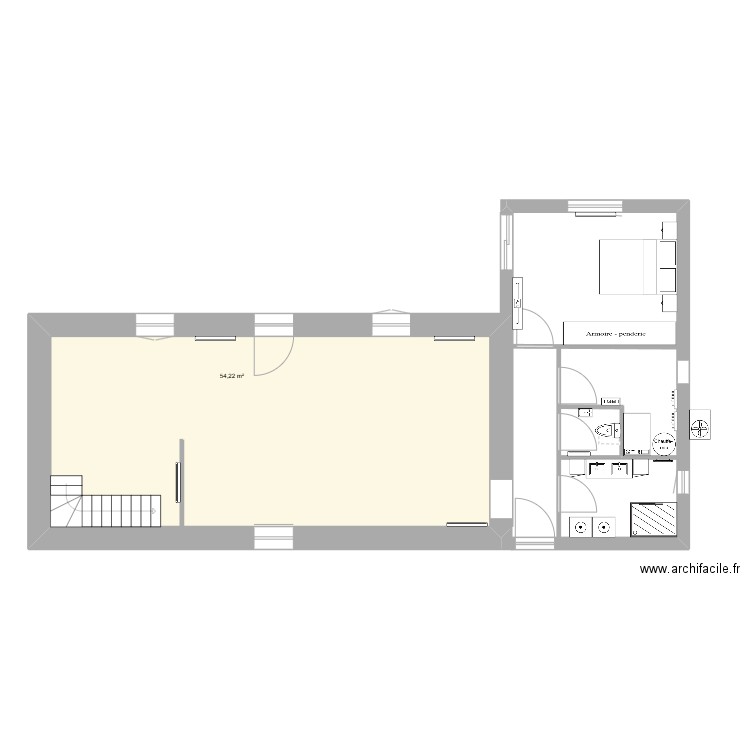 DANIEL4. Plan de 1 pièce et 54 m2