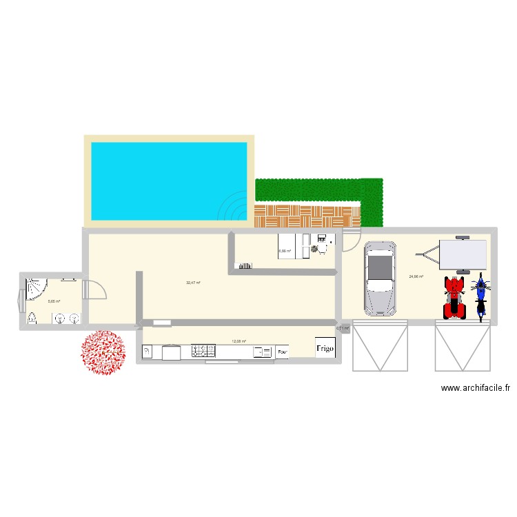 anglais2. Plan de 6 pièces et 82 m2