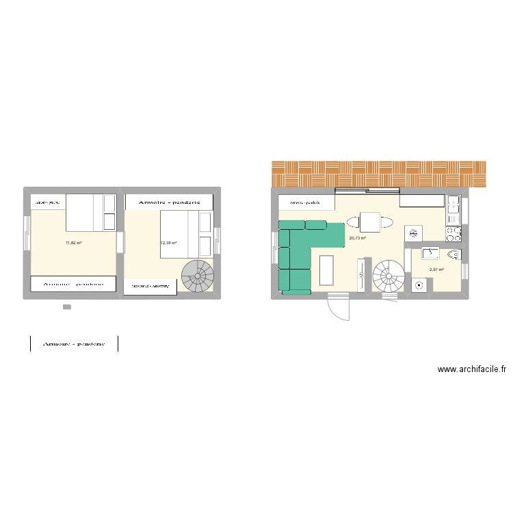 plan2. Plan de 4 pièces et 48 m2